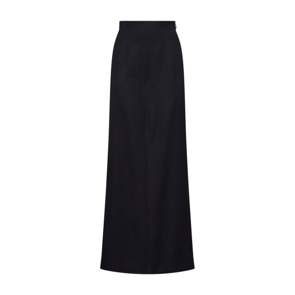 Maison Margiela Women Black Virgin Wool Pants-Like Straight Maxi Skirt